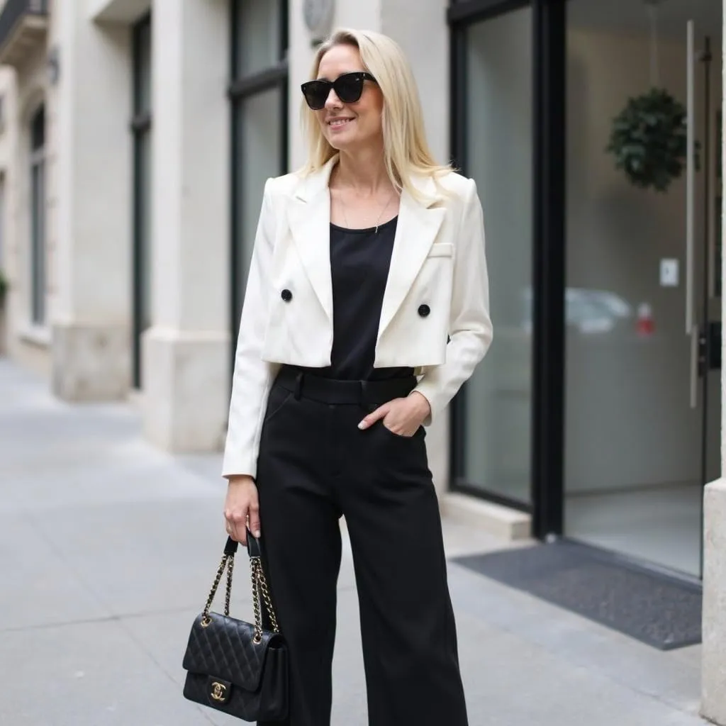 Womens Cropped Blazer Business Casual Lightweight Long Sleeve Suit Jacket Work Office Blazer for Women