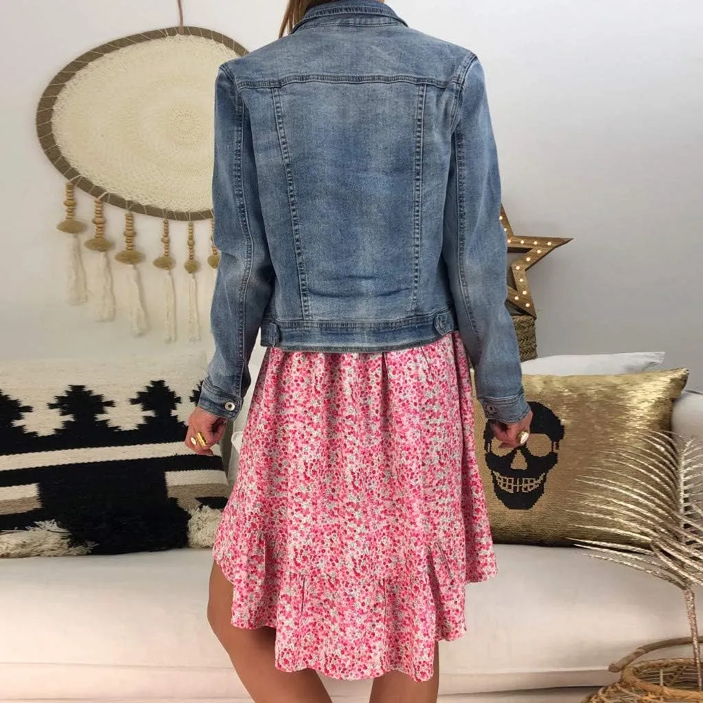 Women's Ladies Sexy Loose Print Hlaf Sleeve Ruffles Mini Dress Summer Dress Ruffle Sleeve Dress for Women Casual
