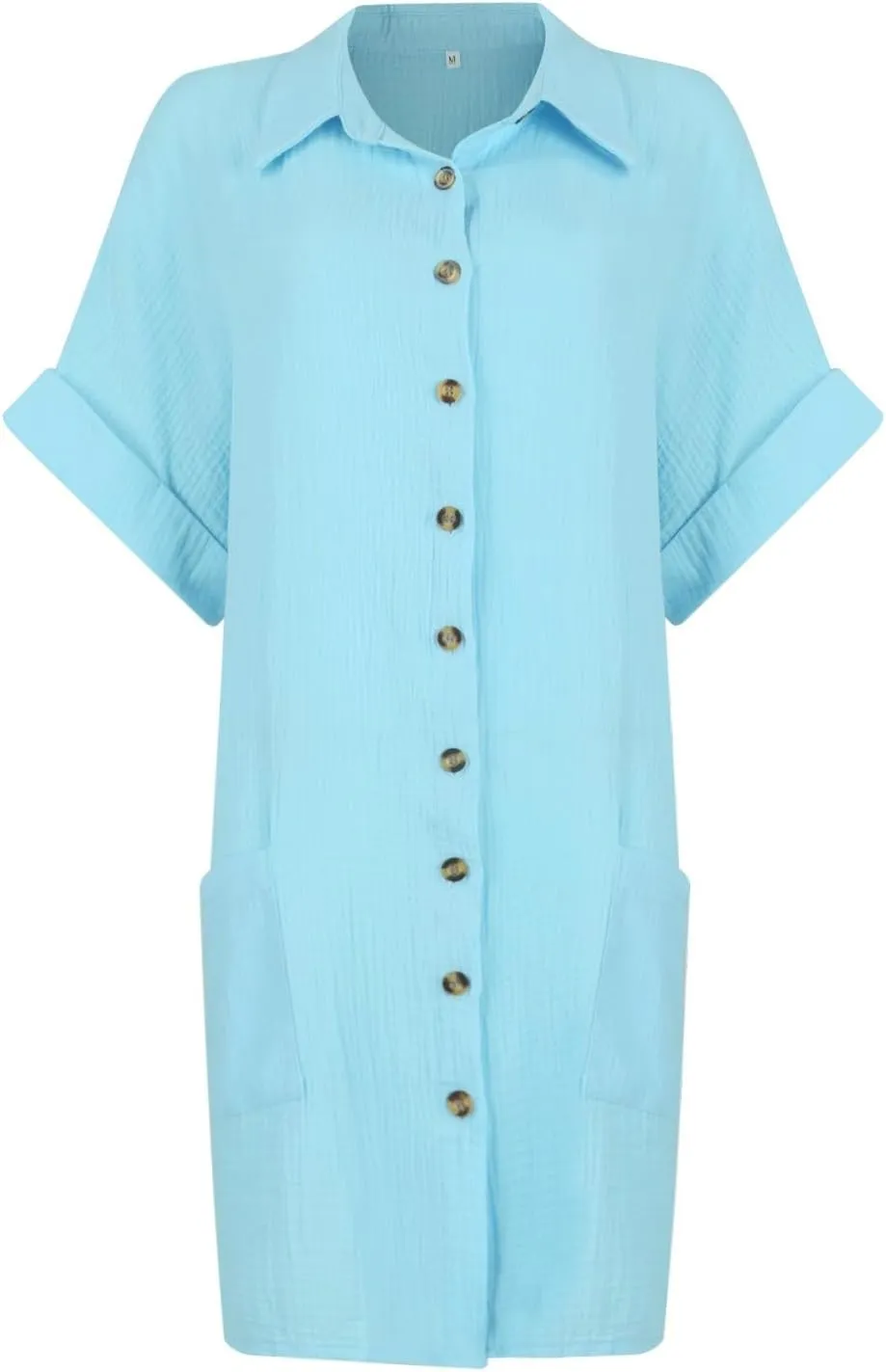 Women's Maxi Dress 2025 Summer Casual Loose Trendy V-Neck Short Sleeve Solid Linen Button Shirt Dresses, S-2XL