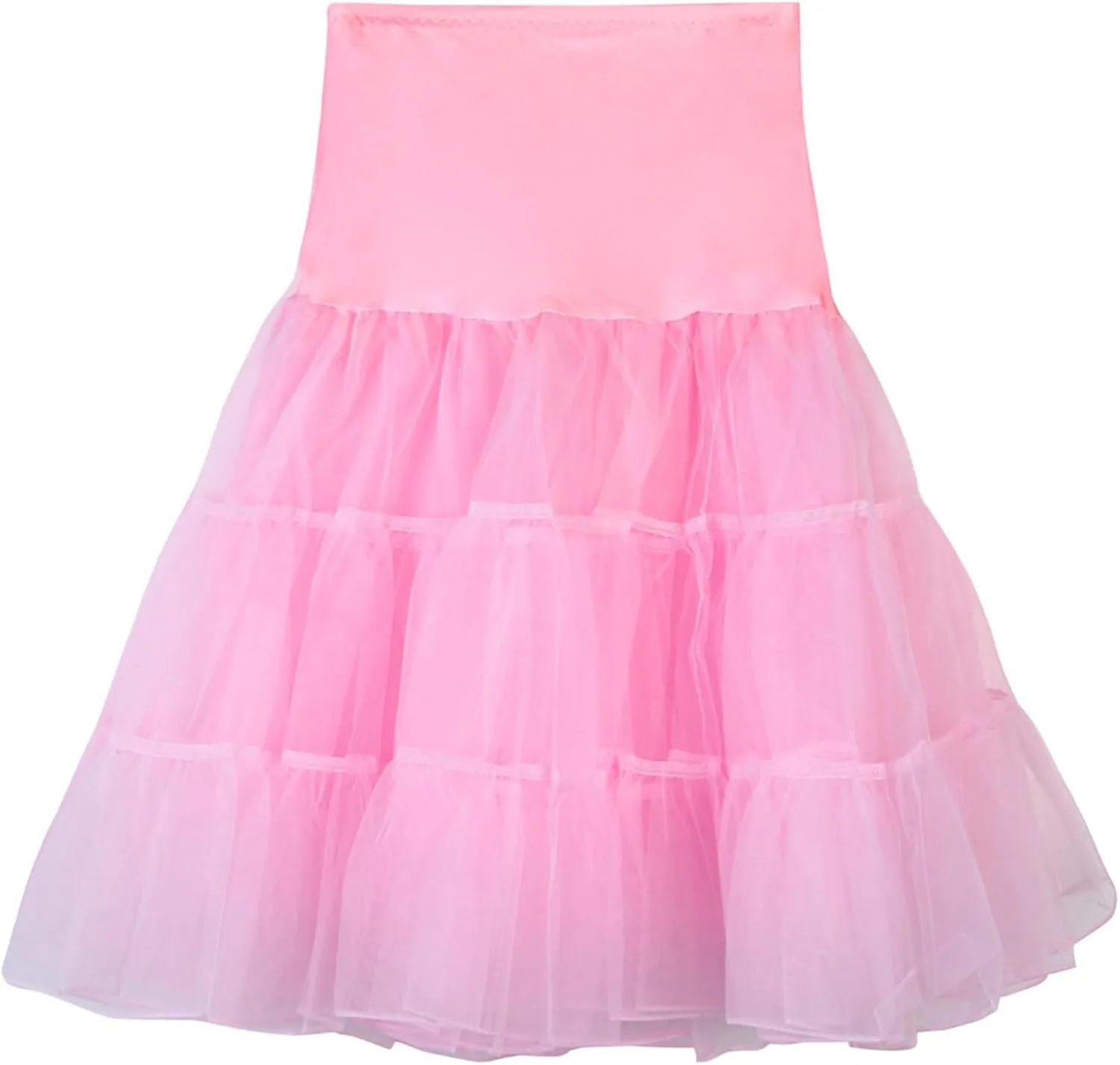 Women's Petticoat Skirt Layered Ballet Tulle Pettiskirts Tulle Midi Knee Length Skirt Dress Puffy Tutu Skirt