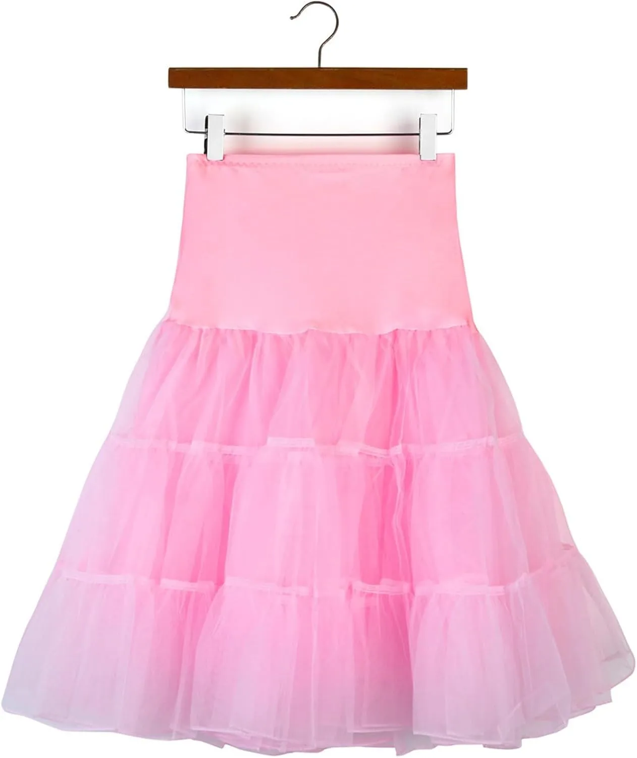 Women's Petticoat Skirt Layered Ballet Tulle Pettiskirts Tulle Midi Knee Length Skirt Dress Puffy Tutu Skirt