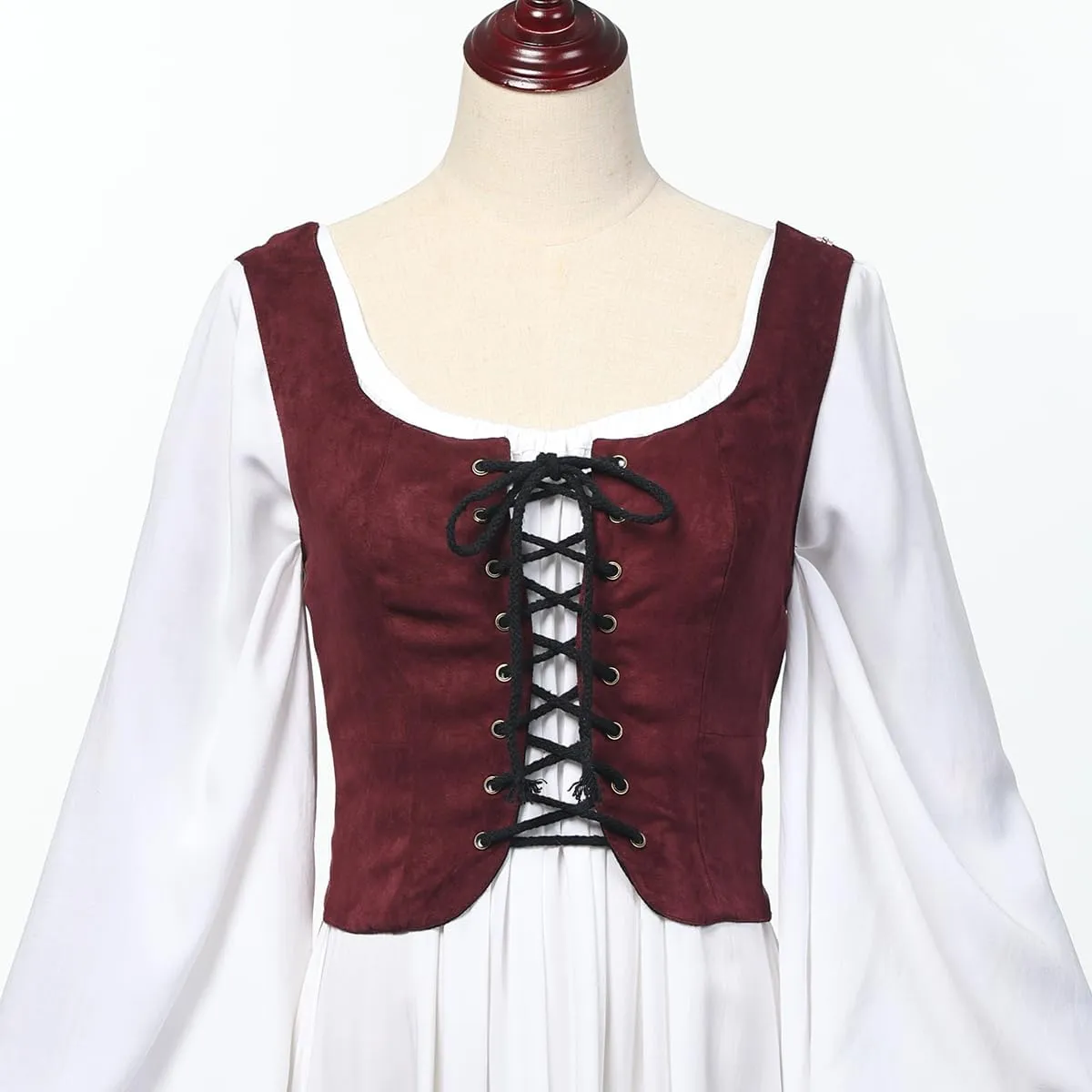 Women's Reversible Suede Vest Renaissance Pirates Vest Steampunk Gothic Medieval Corset Top