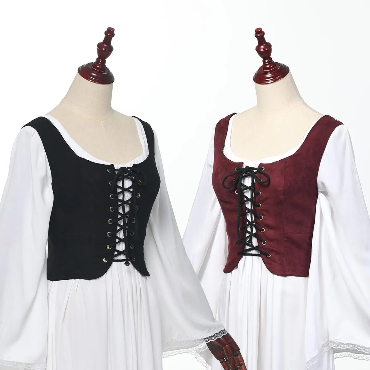 Women's Reversible Suede Vest Renaissance Pirates Vest Steampunk Gothic Medieval Corset Top
