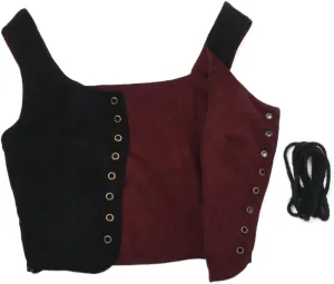 Women's Reversible Suede Vest Renaissance Pirates Vest Steampunk Gothic Medieval Corset Top