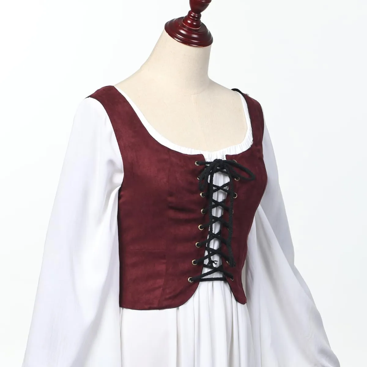 Women's Reversible Suede Vest Renaissance Pirates Vest Steampunk Gothic Medieval Corset Top