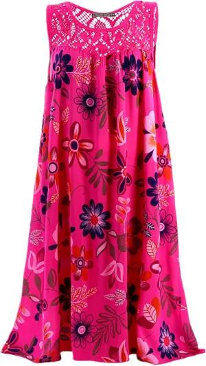 Women's Rompers Dressy Summer Casual Print Maxi Dress 2024 Loose Round Neck Short Sleeve Dresses Outfits, S-5XL
