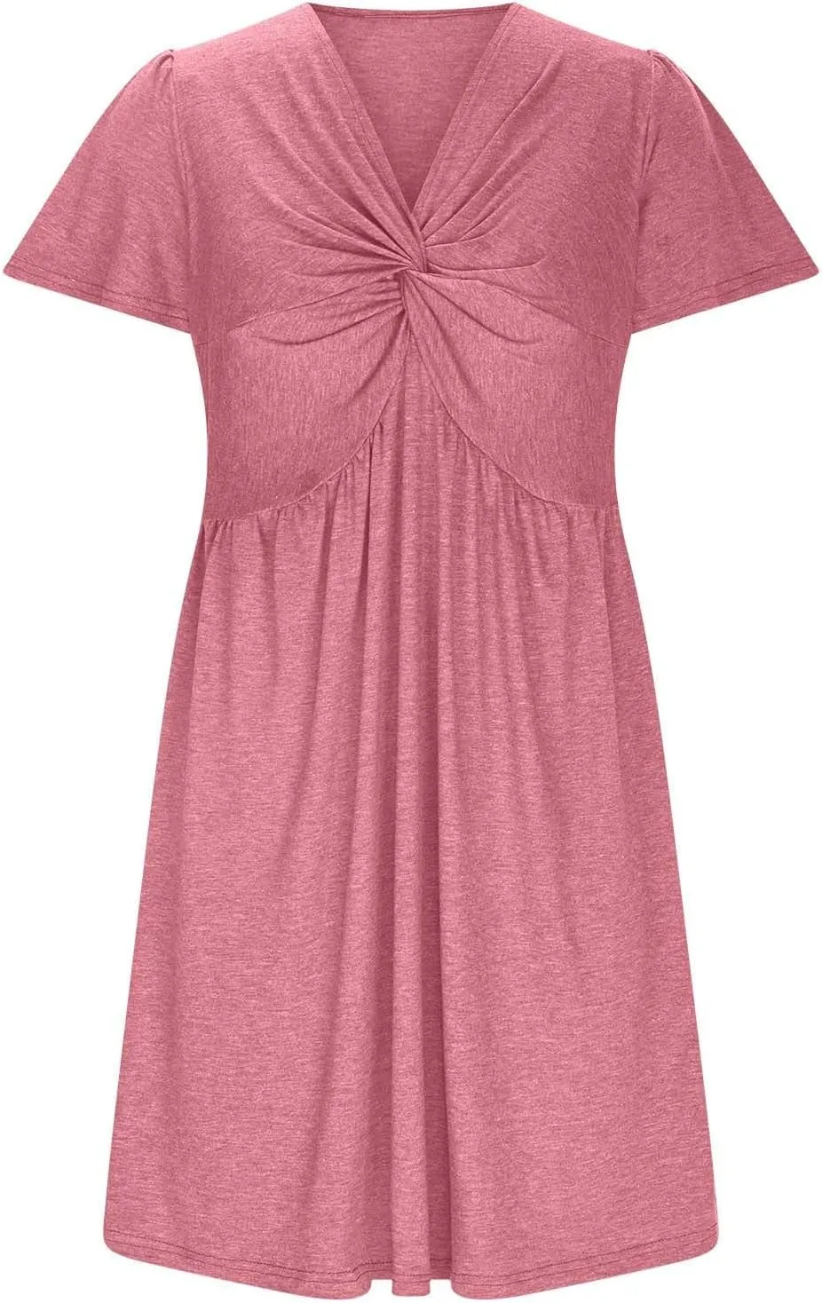 Womens Ruffle Sleeve Layered Mini Dress Smocked Waist Short Dress Boho V Neck Floral Print Cute Summer Dresses