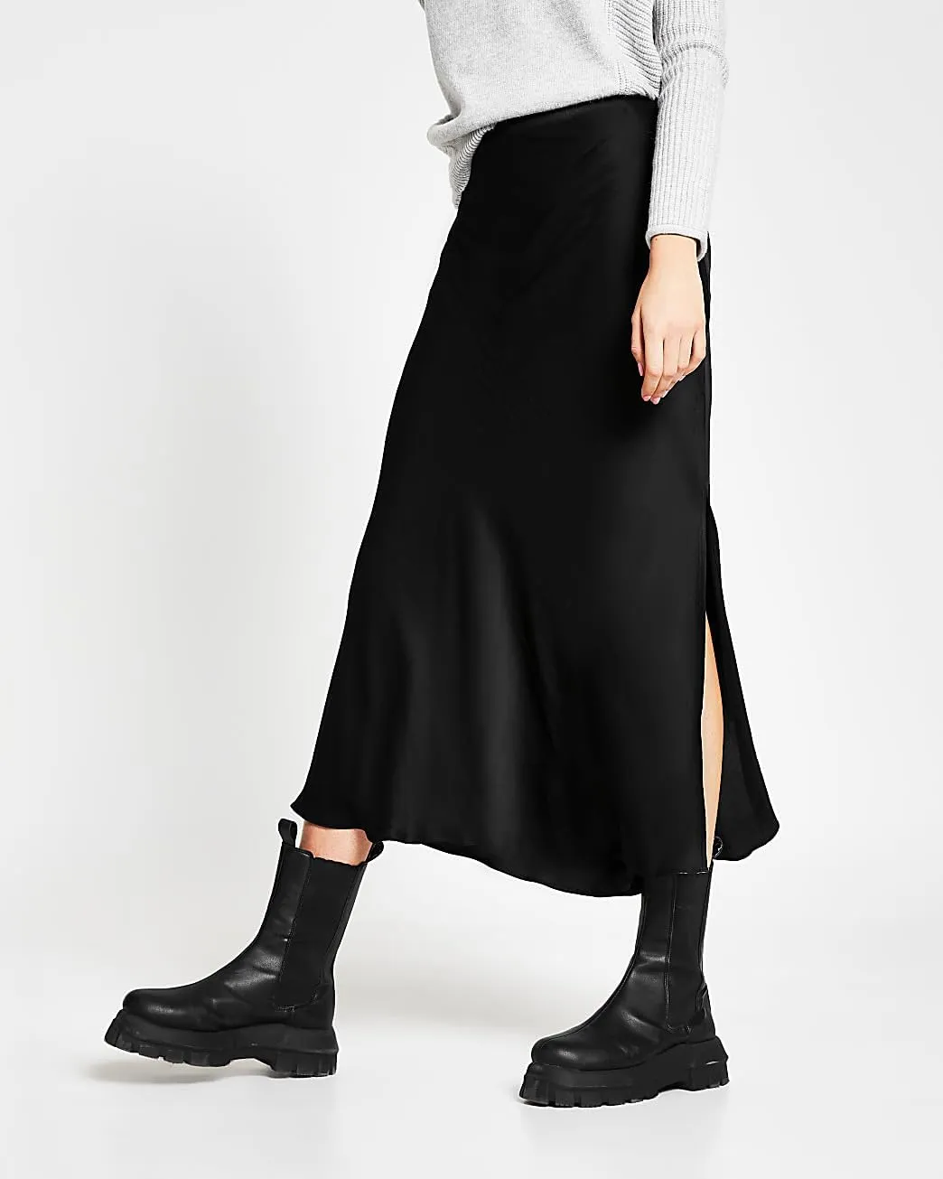 Women's Satin Long Skirts High Waist Elastic Maxi Skirt Party Dresses Silk A Line Midi Skirt
