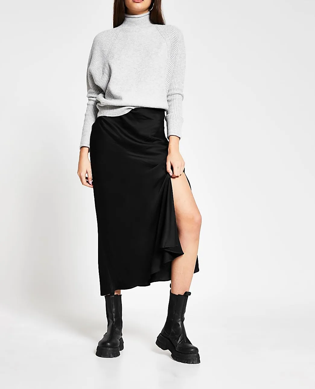 Women's Satin Long Skirts High Waist Elastic Maxi Skirt Party Dresses Silk A Line Midi Skirt