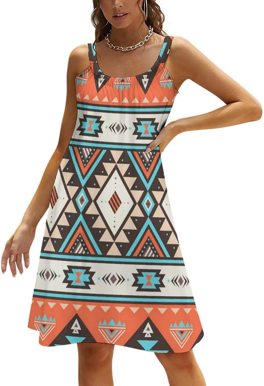 Women's Summer Casual Swing Beach Dresses Sleeveless Beach Cover Ups Swimwear