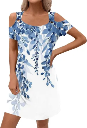 Women's Summer Casual Trendy Sleeveless Halter Striped Polka Dot Floral Print Midi Dress 2025 with Pockets, S-3XL