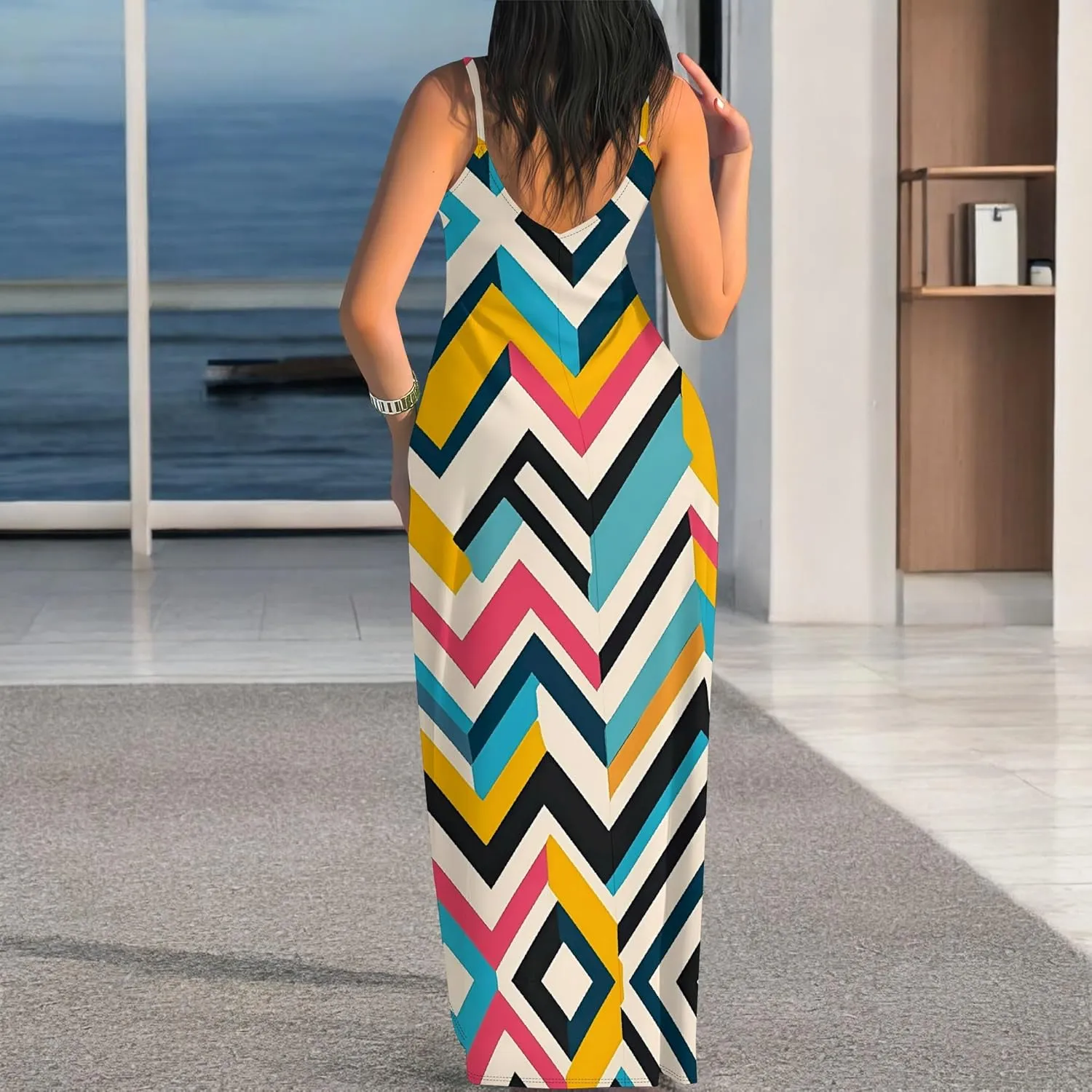 Women's Summer Maxi Dress Long Dress Casual Boho Slip Sexy Slim Sleeveless Spaghetti Strap Tiered Beach Sun Dresses
