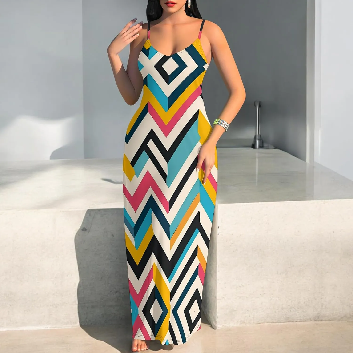 Women's Summer Maxi Dress Long Dress Casual Boho Slip Sexy Slim Sleeveless Spaghetti Strap Tiered Beach Sun Dresses