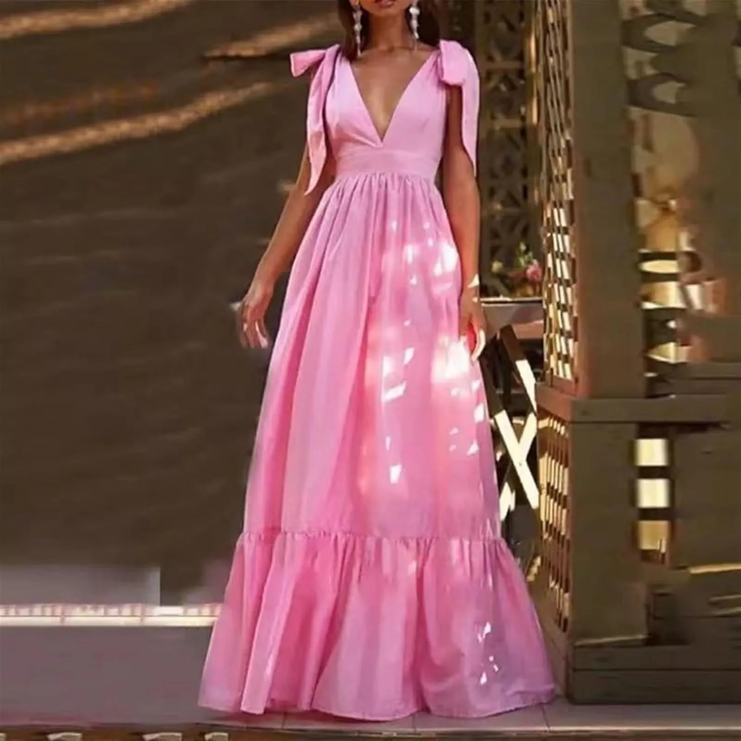 Womens Summer Sleeveless Maxi Dresses Casual Beach Smocked Tiered Long Dress Sundresses