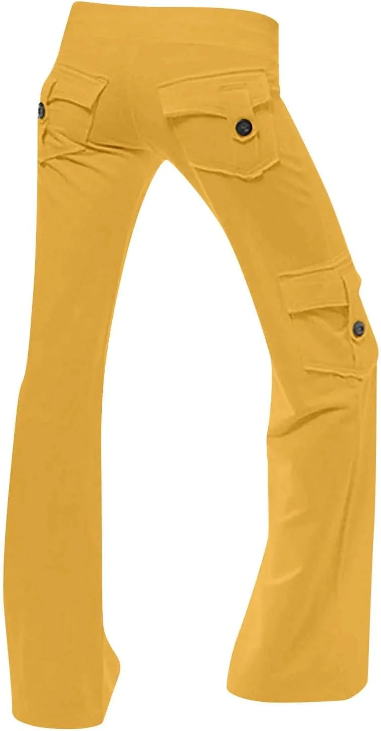 Yoga Flare Leggings for Women High Waisted Workout Cargo Pants with Pockets Maternity Sweatpants Joggers
