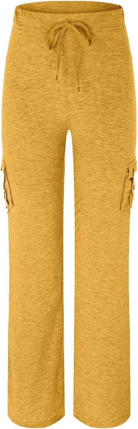 Yoga Flare Leggings for Women High Waisted Workout Cargo Pants with Pockets Maternity Sweatpants Joggers
