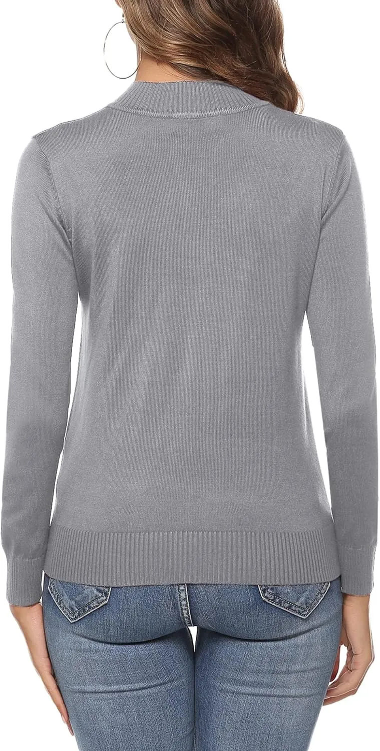Youngull Zip Front Jacket for Women Casual Lightweight Cardigan Zip Up Sweater Tops Long Sleeve Knitted Sweatshirts