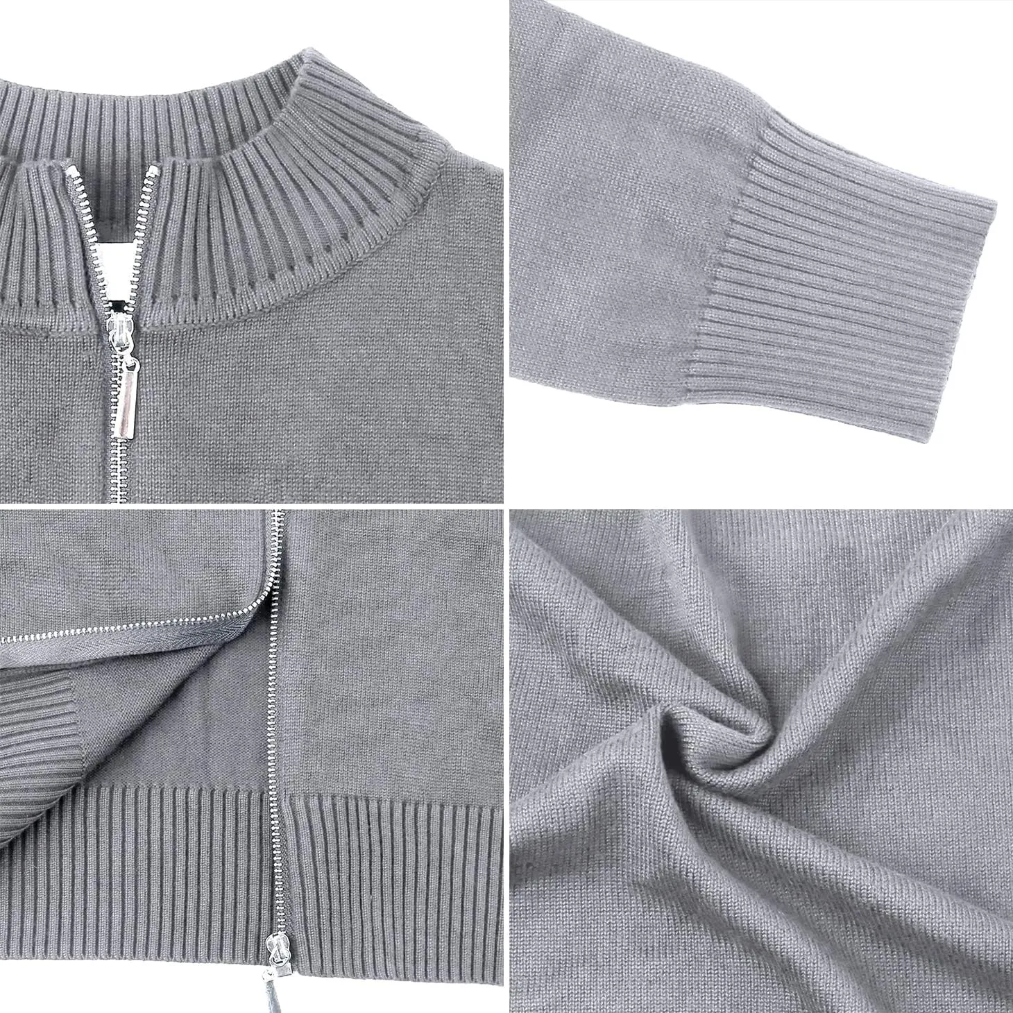Youngull Zip Front Jacket for Women Casual Lightweight Cardigan Zip Up Sweater Tops Long Sleeve Knitted Sweatshirts
