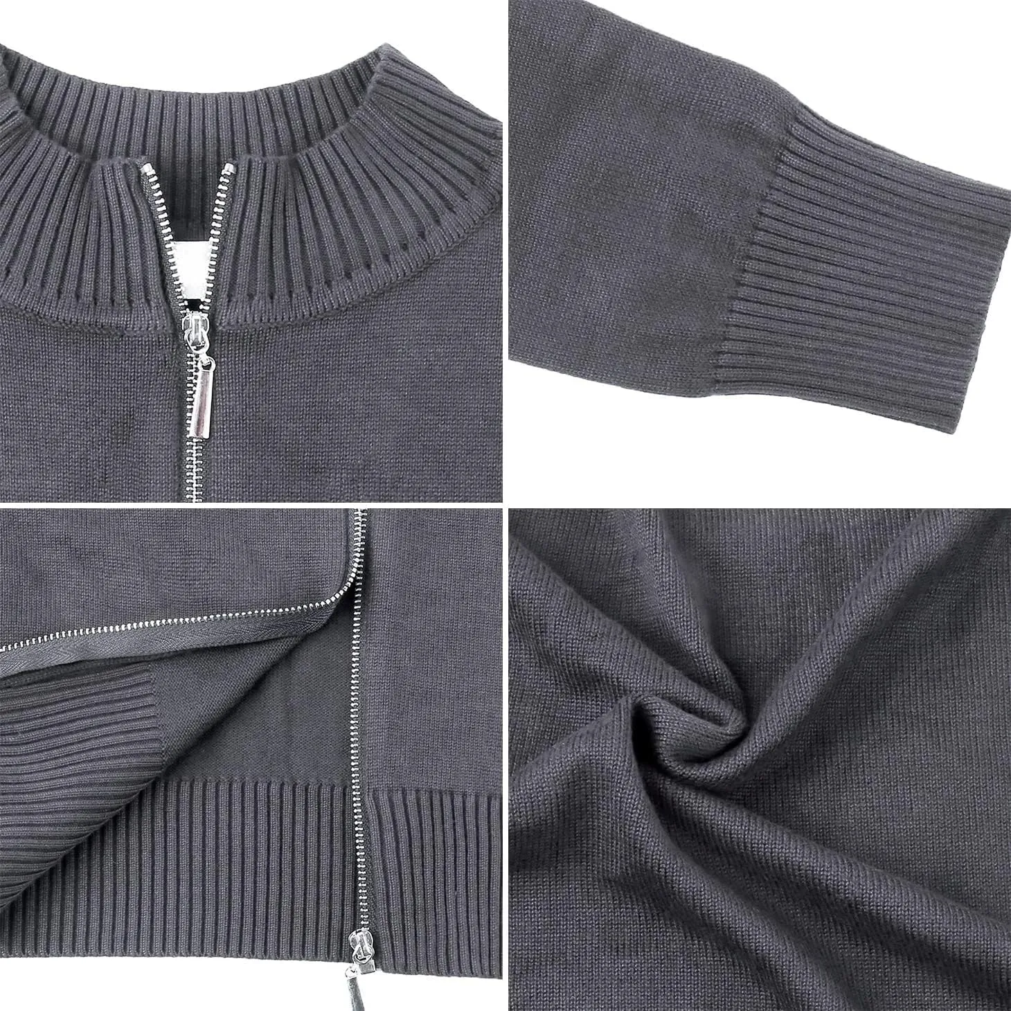 Youngull Zip Front Jacket for Women Casual Lightweight Cardigan Zip Up Sweater Tops Long Sleeve Knitted Sweatshirts